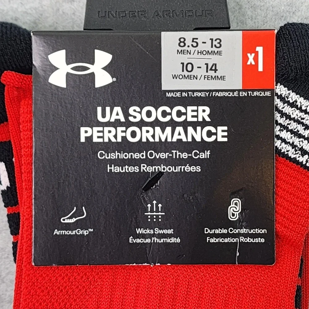 Under Armour Socks Unisex UA Soccer Performance Red Cushioned Over-The-Calf